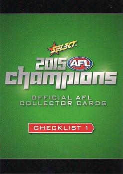 2015 Select AFL Champions #1 Checklist 1 Front